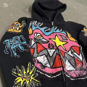 Vintage Dtf Boxy Fit sweat à capuche évasé hiver solide motif pierre 420gsm polaire sérigraphié brut 100% coton poche avant - Product Image 4