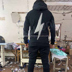 ชุดวอร์มผ้าฟลีซสำหรับผู้ชายและผู้หญิงมีฮู้ดแบบรูดซิปทรงสลิมฟิตพร้อมกางเกงวิ่งชุดกีฬาระบายอากาศชุดสองชิ้น - Product Image 4