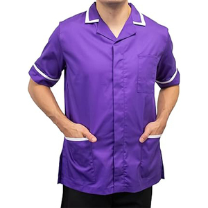 Uniformes de Hospital para Hombre de Alta Calidad al por Mayor, Uniformes de Enfermería Personalizados, Blusa con Cuello Camisero, Ribete Blanco, Detección de Agujas - Product Image 2
