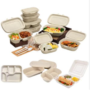 Ensaladera de fibra de bagazo de caña de azúcar compostable ovalada personalizable de 500ml tapa económica para hoteles restaurantes desechable para 100% - Product Image 4