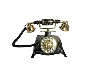 黄铜复古旋转拨号电话家居装饰和礼品工作座机黑色