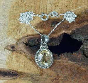 Collier pendentif en argent sterling avec citrine, pierre précieuse facettée, bijoux de créateur, fait à la main, cadeau élégant pour femmes - Product Image 4