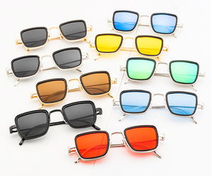 Nuevas Gafas de Sol Cuadradas de Metal con Montura Gruesa Estilo Retro Indio para Hombre, Montura Azul/Roja/Amarilla, Estilo Steampunk, Se Admiten Pedidos Pequeños - Product Image 5