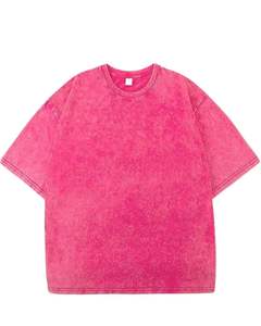 Camiseta Unisex Extra Grande de Algodón Lavado Rosa Intenso, Estilo Vintage, Hombros Caídos, Ropa de Calle, Informal de Verano, Camiseta Unisex - Product Image 1