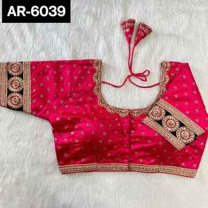 Blusa confeccionada para mujer étnica india bordado pesado y hermosa seda de Crobran pura pesada Latkans para trabajo nupcial - Product Image 6