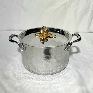 Kitchen Decor Stainless Steel Hammered <b>Cooking</b> <b>Pot</b> With Gold Pumpkin Lid Modern Casserole Food Warmer Hotels Serving Stock <b>Pot</b> - Product Image 1
