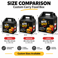 Boîte en papier personnalisée de qualité alimentaire recyclable en gros avec poignée pour poulet frit, fast-food, hamburgers, frites