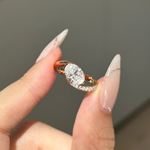 Anillo de Compromiso de Oro Sólido de 14K con Diamante Cultivado en Laboratorio de Corte Brillante Redondo de 1.5CT, Chapado en Oro, Diseño Curvo, para Regalo de Boda - Product Image 1