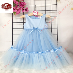 Vente en gros de petits nœuds décoratifs en maille avec robe sans manches à col rond pour filles robe de soirée superposée longueur genou ODM Supply - Product Image 1