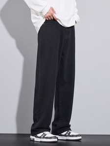 Trendy Mens Baggy <b>Jeans</b> <b>Soft</b> and Stylish Solid Pattern Wide Leg Cargo Pants Plain Dyed for Autumn Season - Product Image 5