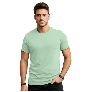 Camiseta de cuello redondo lista para usar y lavar con ajuste elástico para hombres y usos para gimnasio Yoga disponible a bajo precio - Product Image 1