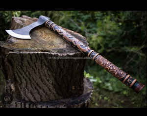 High Quality Damascus Steel <b>Axes</b> Multi-Purpose Use Different Colors Wooden <b>Handle</b> Factory Price Most Popular Industrial Design - Product Image 3