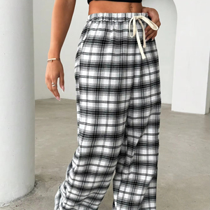 Ventes en gros de pyjamas d'hiver unisexes, pantalons en flanelle, taille élastique, devant plat, à carreaux, doux, pantalons de nuit pour garçons, pantalons pour hommes - Product Image 6