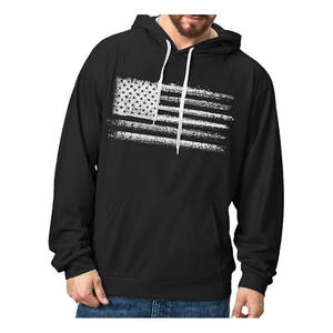 Sweat-shirt à capuche personnalisé OEM avec drapeau américain vieilli, style vintage, avec poche kangourou pour hommes et femmes DDP - Product Image 3