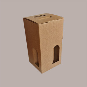 5pcs Cube de papier brun lisse 180x180H340cm boîtes rigides avec stratification brillante et mate pour 4 bouteilles 750ml boîte à vin d'huile - Product Image 1