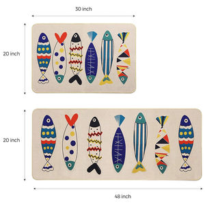 Ensemble de tapis de cuisine modernes antidérapants en lin avec dessus côtelé et base en caoutchouc, imperméables, absorbants, sur mesure, avec fonction amortissante - Product Image 3