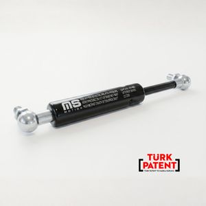 Amortiguador de Gas Industrial de Acero Negro de Alta Resistencia MotionStruts, 21mm-10mm, 704mm, 27.72in, 100N-1200N, Modelo LS10BJ-300-704-F1 - Product Image 1