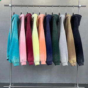 เสื้อฮู้ดดี้ทรงโอเวอร์ไซส์สไตล์วินเทจแบบ OEM ผลิตตามสั่ง ผ้าฝ้าย 100% ทรงครอป ไซส์ XL  แบบทำสีซีดและพิมพ์ลายพัฟฟ์ - Product Image 5