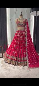 NUDAL WEAR HEAVY FUAX GEORGETTE SEQUENCE BRODÉE AVEC VRAI MIROIR TRAVAIL LEHENGAS CHOLI AVEC DUPATTA - Product Image 2
