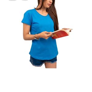 <b>Lady</b> Casual T-shirt 100% Cotton High Quality Crew Neck <b>Knitted</b> <b>Top</b> Embroidery Logo Private Print <b>Short</b> <b>Sleeve</b> Streetwear - Product Image 3