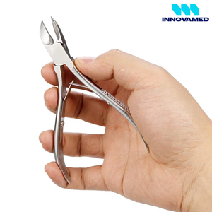 Coupe-ongles en acier inoxydable avec poignées rainurées et capuchon en plastique Pince de podiatrie de forme incurvée pour les doigts - Product Image 6