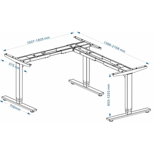 L-Shaped Electric Height <b>Adjustable</b> <b>Table</b> <b>Legs</b> with 3 Joints and 3 Support <b>Legs</b> CBNT33-3AR3 - Product Image 2