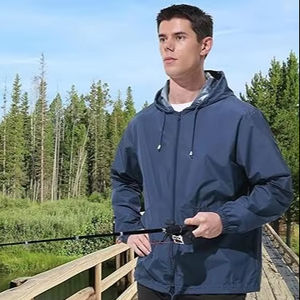 Veste coupe-vent longue d'hiver pour homme de marque en gros, avec capuche, poches avant, légère, coupe-vent, imperméable, vintage - Product Image 1