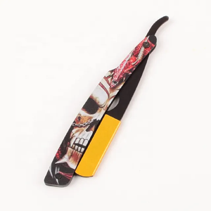 Vente en gros d'outils de barbier de rasage d'impression de mode Rasoir à cheveux et lames Rasoir droit pliant en acier inoxydable antique - Product Image 6
