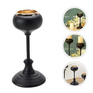 Bougeoir décoratif au design étonnant Décoration de la maison Articles de fête Taille moderne Métal Simple Noir Supports - Product Image 3