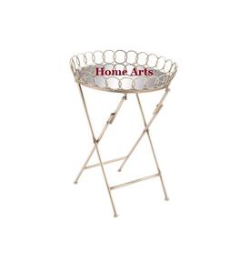 Bandeja para servir postres de metal y vidrio con soporte Bandeja para servir alimentos de forma redonda hecha a mano para uso en fiestas de bodas - Product Image 2