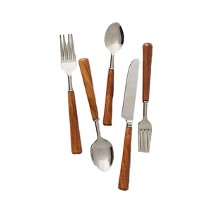 Couture Cut Metal & Wood Designer Couverts Ensemble de couverts modernes en acier inoxydable avec poignée élégante pour un dîner et un hébergement élégants - Product Image 1
