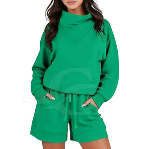 Conjuntos de Sudadera con Capucha y Pantalones Cortos para Mujer, Diseño Personalizado, Ropa Urbana, 100% Algodón, Ligeros, Transpirables, de Buena Calidad Profesional, en Venta - Product Image 1