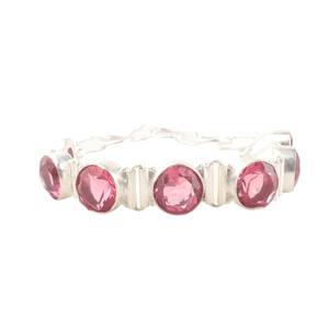 Pulsera con Zirconia Rosa, Corte Assher, Plata de Ley 925, Ajustable, Hecha a Mano, Joyería de Lujo para Mujer, Regalo de Aniversario - Product Image 3