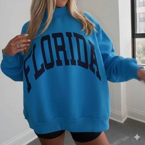 Sudadera de cuello simulado de algodón suave para mujer con logotipo personalizado, jersey de lana bordado de gran tamaño, Sudadera de cuello alto para mujer - Product Image 5