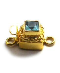 Fermoir de boîte carrée en topaze bleue plaqué or 18 carats 19X10X8MM 1 brin 2 brins 3 brins fermoir de fabrication de bijoux B809 - Product Image 2