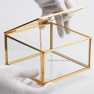 Elegant Design Brass & Glass Jewelry for Tabletop Decorative Display Case Use <b>Makeup</b> Earring Jewelry Storage <b>Box</b> - Product Image 4