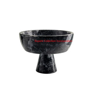 Bol à fruits moderne en marbre noir pour piédestal Bol de service décoratif moderne en pierre naturelle pour la décoration de la maison et de la table à manger - Product Image 1