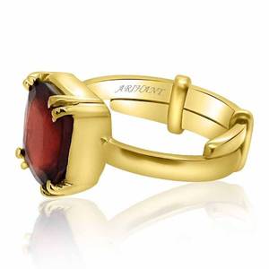 NOVAMART Fine Certified Natural Hessonite Garnet (Gomed) 3.25 12.25 Ratti Astrological Gemstone <b>Ring</b> <b>Adjustable</b> Panchdhatu Prong - Product Image 2