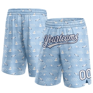 Industrie Direct Engro Sportswear Pantalones cortos de baloncesto Custom Light Blue White-Navy 3D Pattern Seagulls Authentic Basketball Shorts - Product Image 1