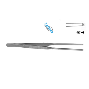 Fórceps de tejido Duehrssen de acero inoxidable de alta calidad recto 1x2 dientes 20cm / 8 "fabricante de instrumentos quirúrgicos - Product Image 2