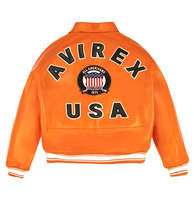 2025 unisexe recadrée Avirex Bomber veste personnalisée en cuir de vachette véritable vol américain rose toile authentique Avirex Design