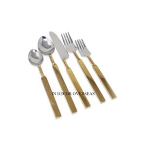 Las manijas de diseñador de hojas chapadas en oro de alta calidad más exigentes para cucharas pulidas plateadas, cubiertos, juego de cubiertos, suministros - Product Image 2