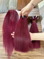 Cabello humano Remy vietnamita SDD Paquete de cabello 2 paquetes 8-10 pulgadas Cierre 2X4 10 pulgadas Hueso Cabello liso Color vino Sin desprendimiento