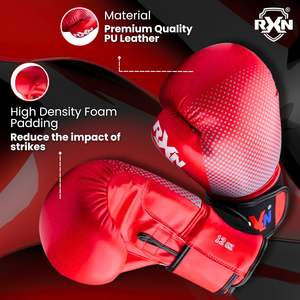 Guantes de boxeo RXN para hombre guantes de entrenamiento de color rojo cuero - Product Image 5