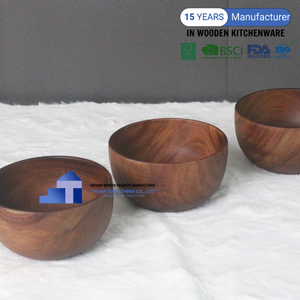 <b>Hot</b> Selling Natural Acacia Wooden Bowls Salad Bowls For Serving and Kitchen Accessories Wholesale From Vietnam Manufacturer - Product Image 3
