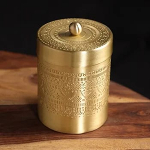 Juego de 2 tarros de metal hechos a mano para té, azúcar, especias, 400ml de capacidad, contenedor de almacenamiento de cocina Pital, caja combinada con tapa de tamaño mediano - Product Image 2