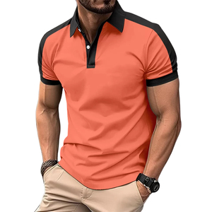 NOVEDAD DE VERANO 2025, camiseta Polo de Color contrastante, camiseta informal ajustada de manga corta con solapa de Golf, camisetas Polo de tendencia para hombre - Product Image 1