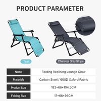 Chaise de camping inclinable 2 en 1 avec repose-pieds, dossier réglable, chaise longue pliable portable, chaise de sieste de bureau, chaise de plage extérieure