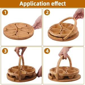 2025 pakistanais bois massif sculpté assiette de fruits panier fruits secs bonbons signe mural artisanat ornements pour la décoration intérieure cadeaux - Product Image 3