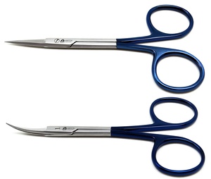 Ciseaux chirurgicaux à iris droits courbés émoussés pointus 11.5cm 4.5in usine de fabricant pakistanais professionnel - Product Image 2